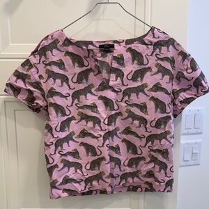 J. Crew Pink Leopard Womens Blouse